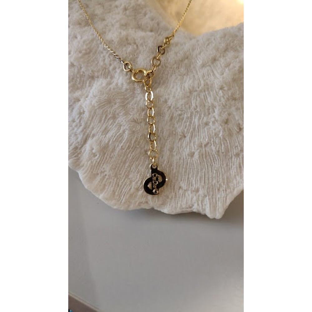 Vintage Christian Dior Purple Crystal Pendant Necklace on Gold Tone Chain - Picture 5 of 7